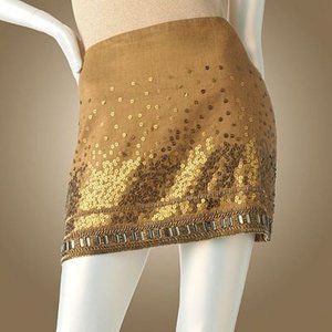 Jennifer Lopez Embellished Gold Lurex Miniskirt